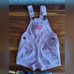 Vintage Osh Kosh B'Gosh Vestbak Shortalls Overalls Romper Pink Railroad 18 month